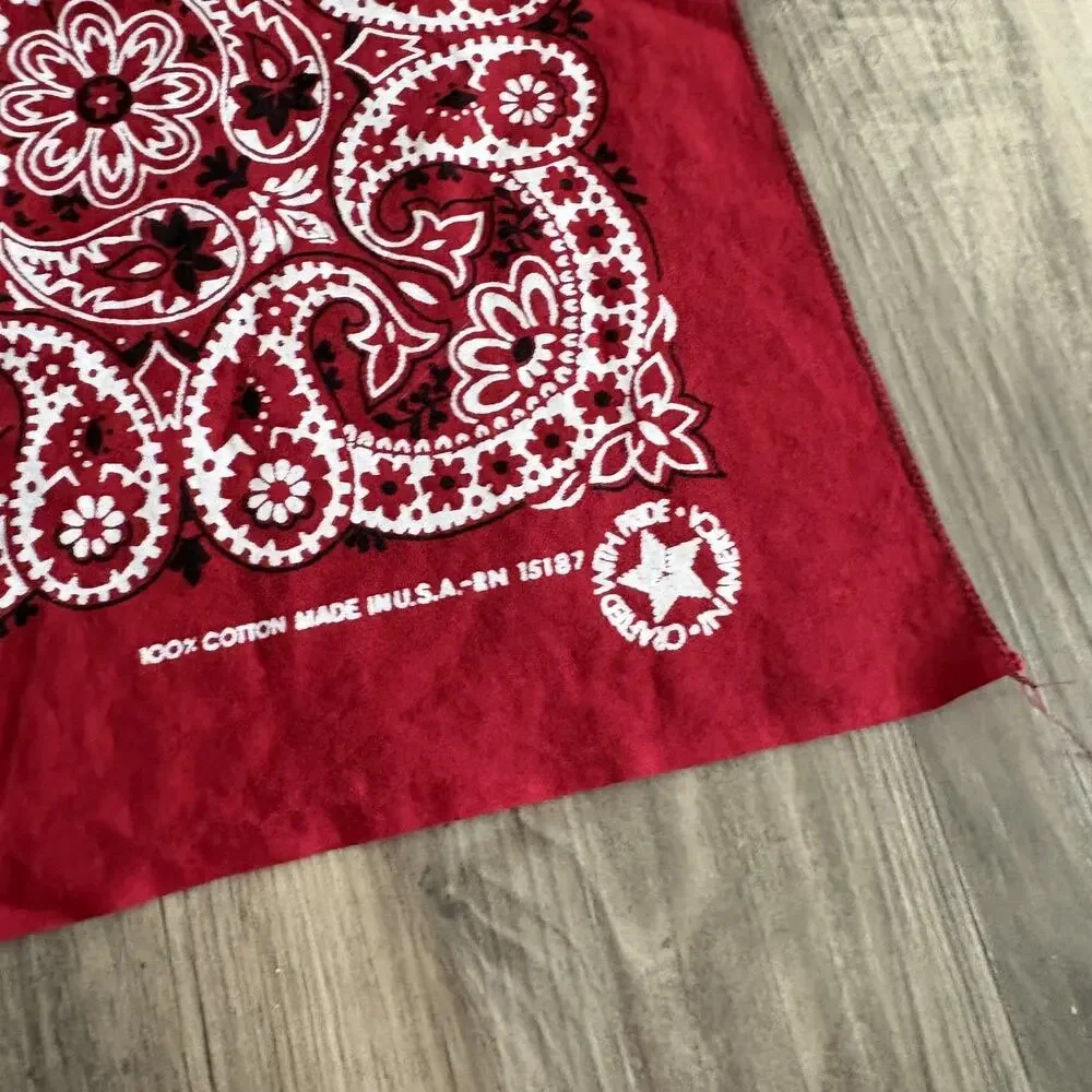 Vintage 1980s Paisley Bandana Colorfast Made In The USA Red